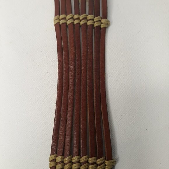 Talbots Leather/Jute Cognac Belt Sz S - Picture 4 of 9